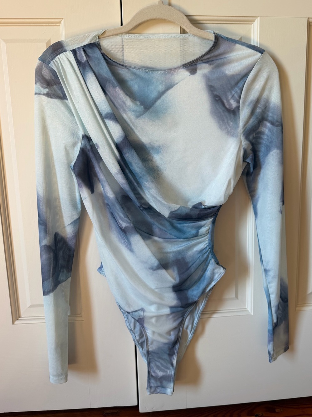 Light Blue Marble Long Sleeve Bodysuit